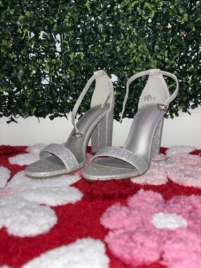 Windsor Silver Glitter Block Heels